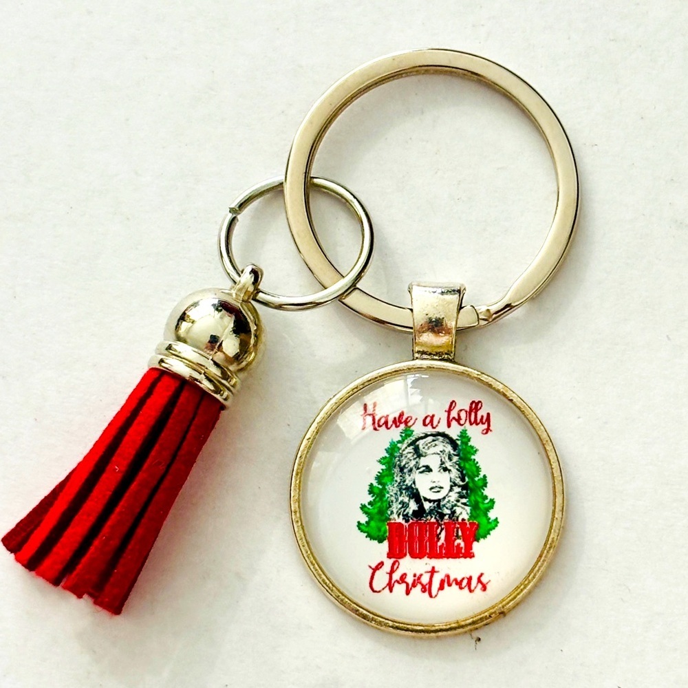 Dolly Parton Xmas Tassel Keychain, Handmade, NWT